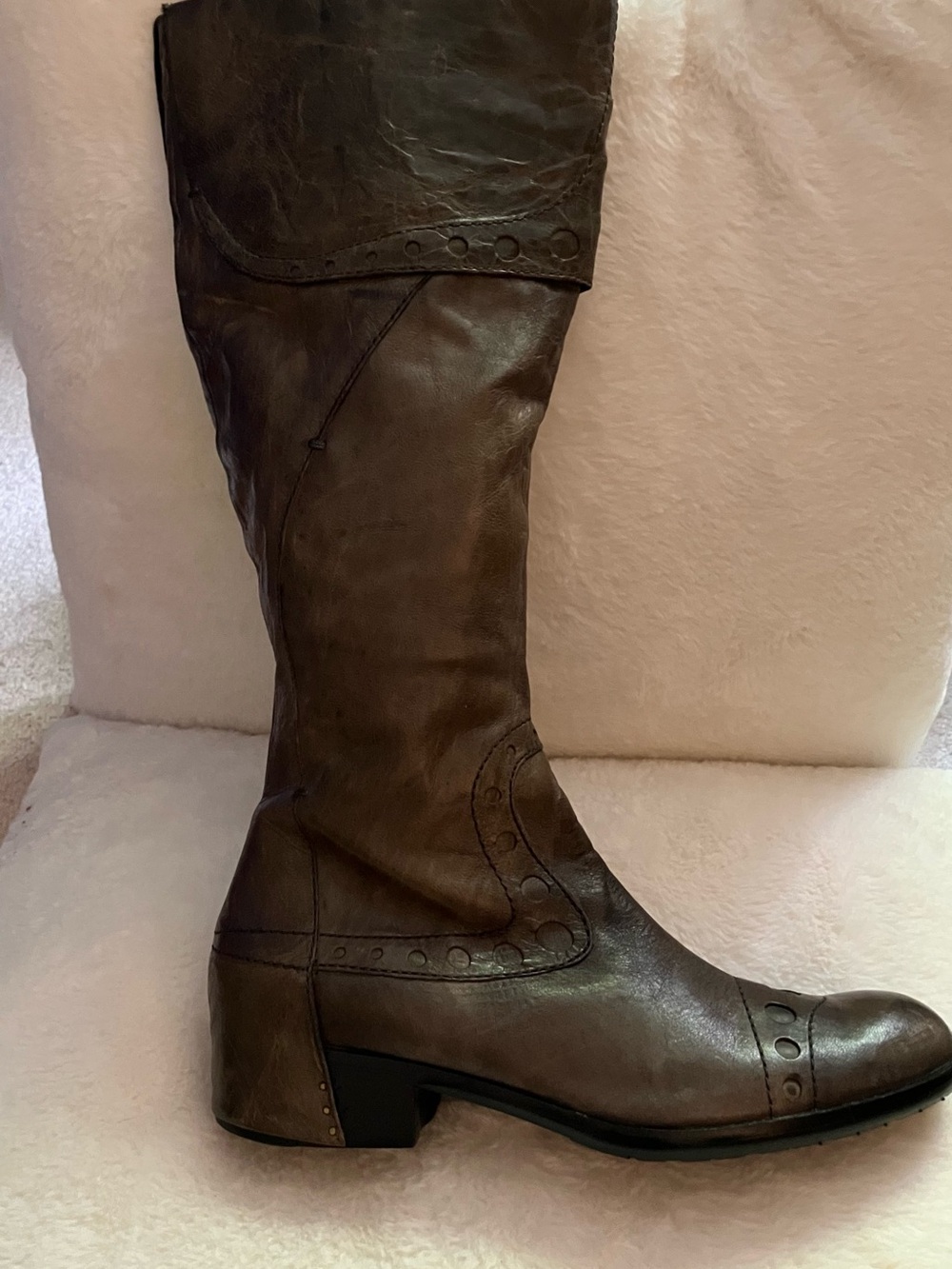 Apepazza Ghepardo Brown Distressed Genuine Leather Tall Riding Boots